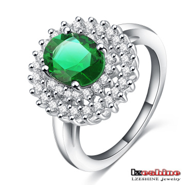 Bague en bijoux vert en pierre plaqué argent (CRI0132-B)